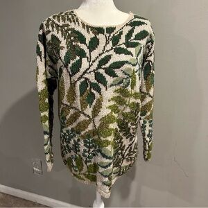 Vintage Plant Sweater Marisa Christina Womens Small linen Cotton Blend 90s